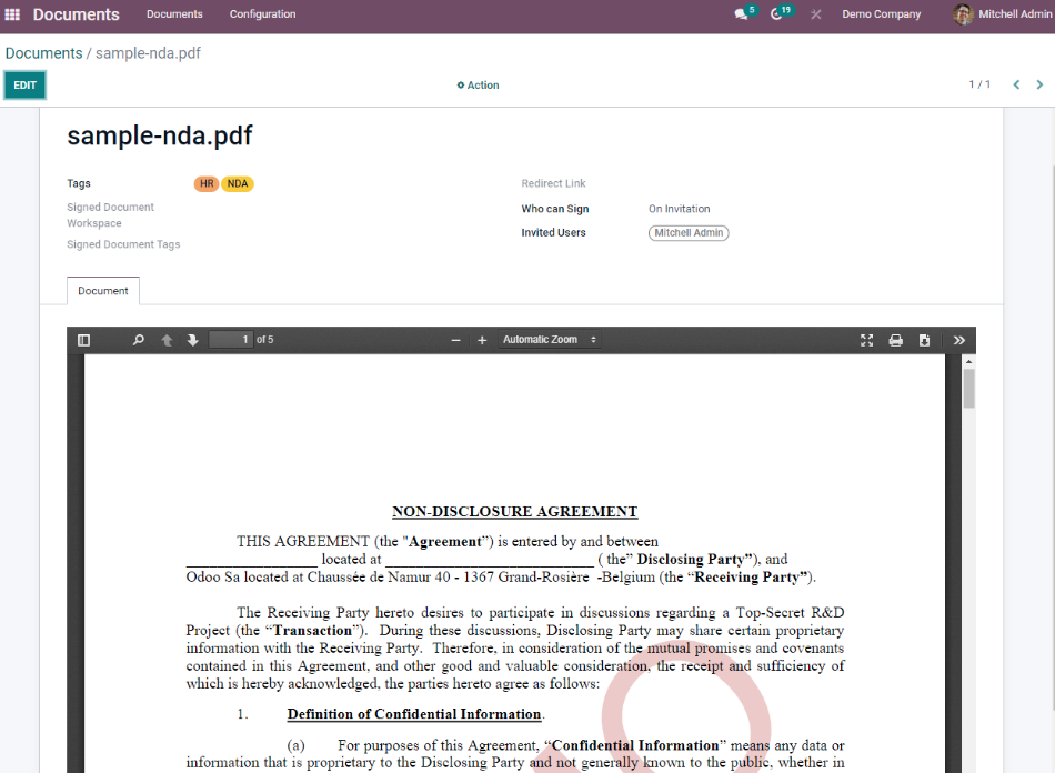 Odoo Document Module Midis